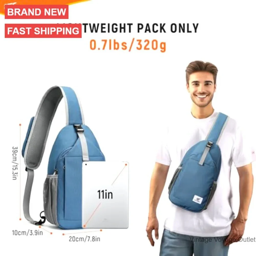 Recycled RFID Sling Bag with Anti-Theft Features, Holds 11-Inch Tablet